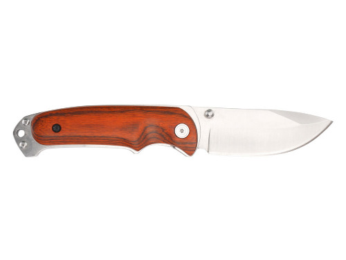 Нож складной Stinger, 91 мм, (серебристый), материал рукояти: сталь/дерево (серебристо-коричневый)