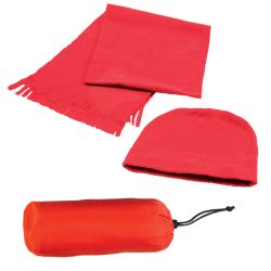 Флисовый набор WINTER шапка и шарф в чехле (красный)